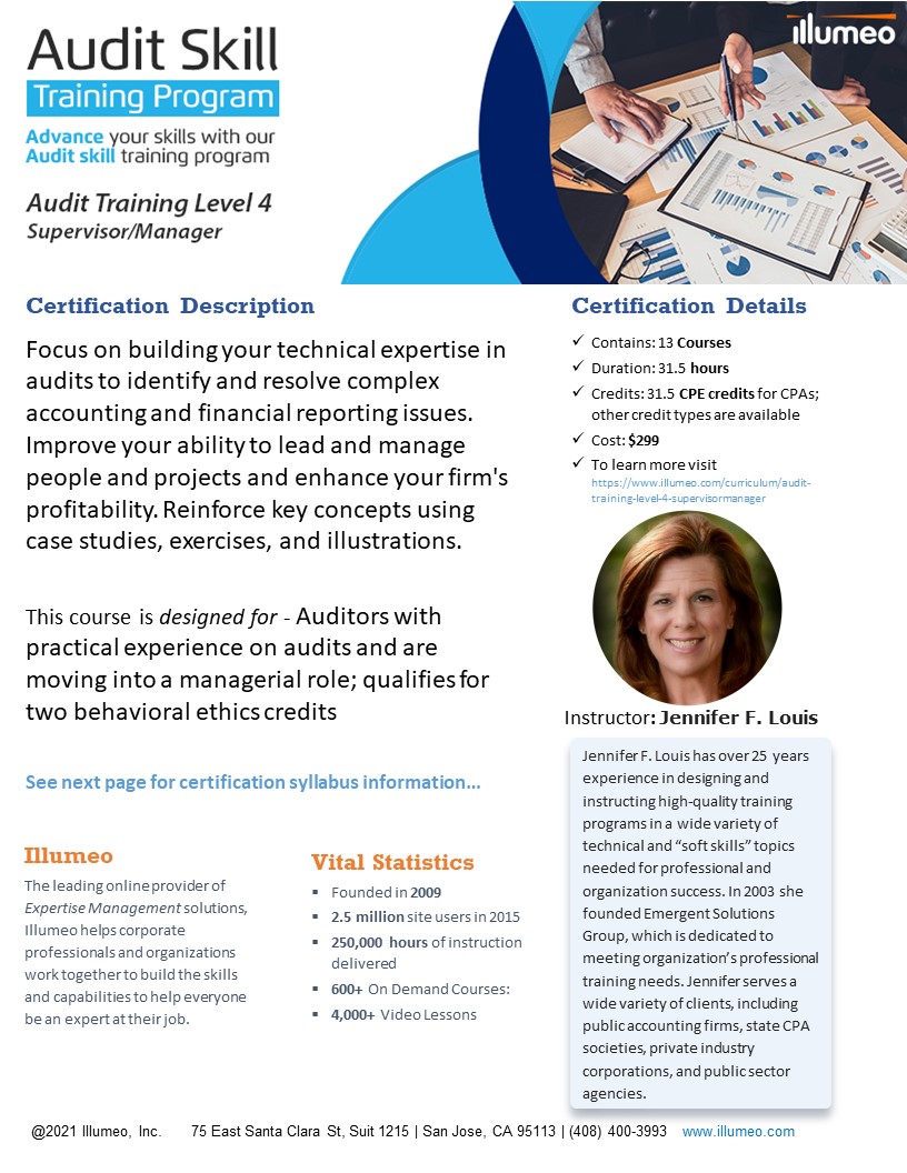 Audit Training Level 4 - Supervisor/Manager