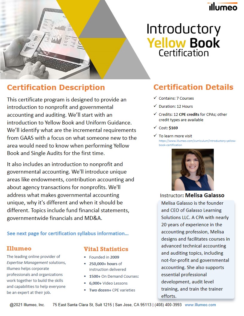 Introductory Yellow Book Certification Flyer