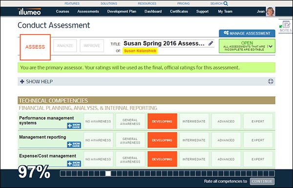 Manager starts assessment